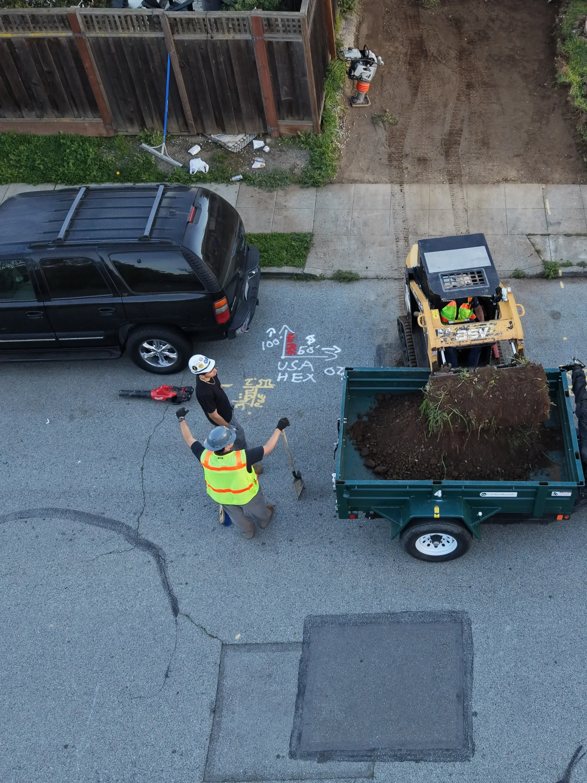 Aerial view of a Harris Excavation job site