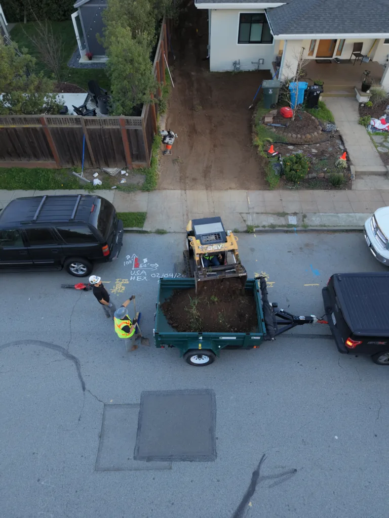 Aerial view of a Harris Excavation job site