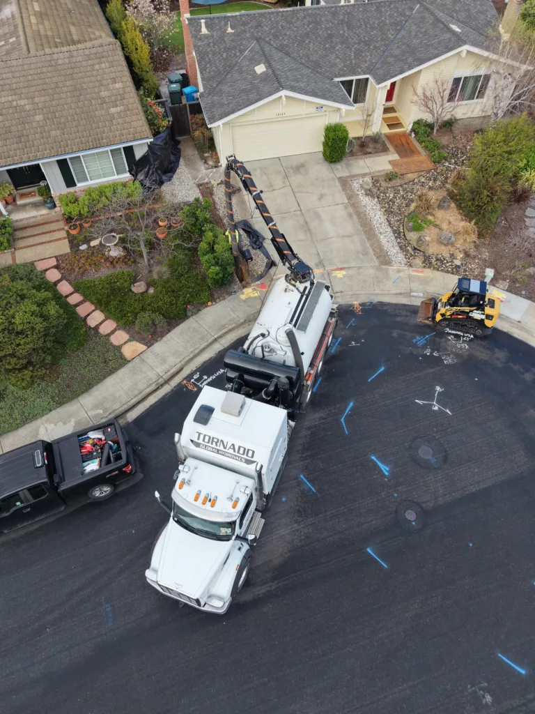 Aerial view of a Harris Excavation job site